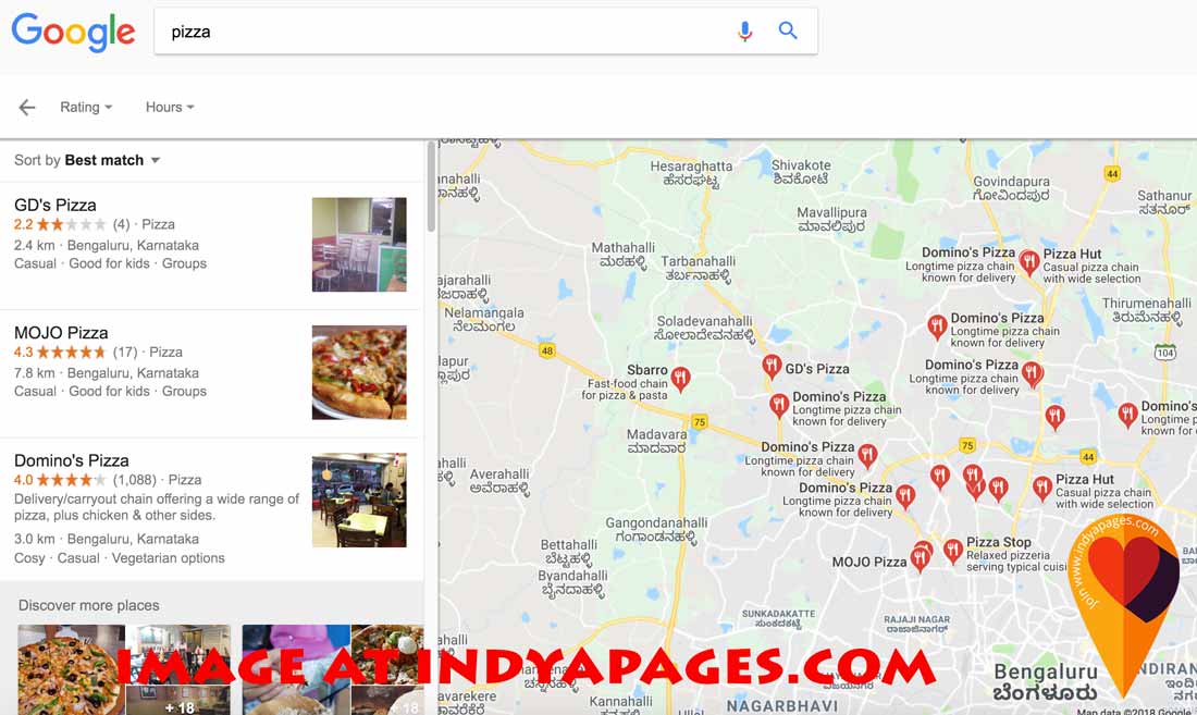 Near Me search reult in google maps- screen shot